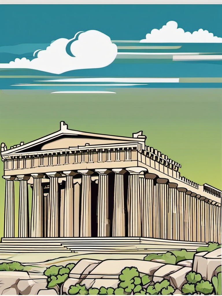 Athens clipart - Acropolis of Athens and Parthenon in Greece, ,color clipart vector style