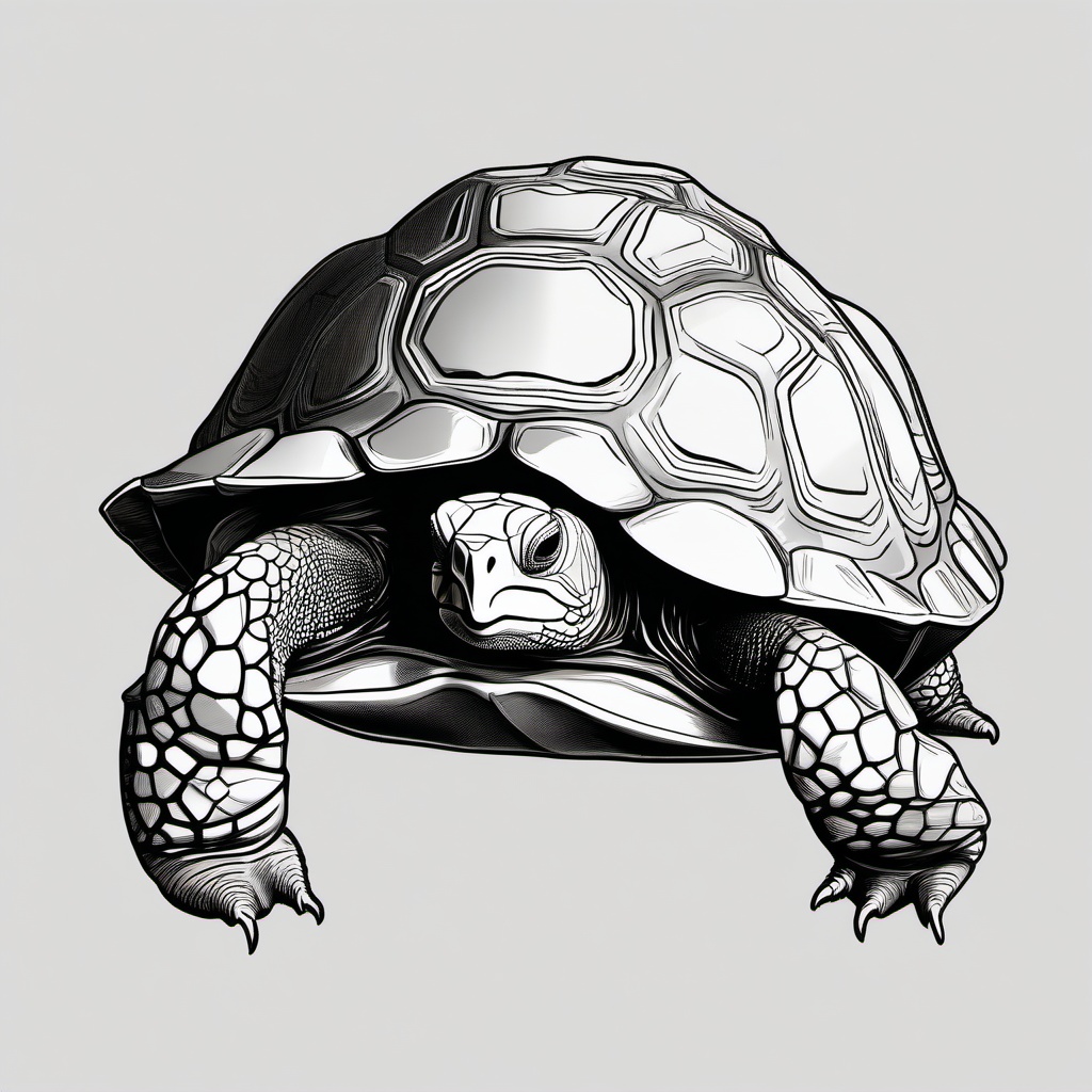 drawing of a yellow-footed tortoise  minimal rough sketch scribbles,doodles,black and white