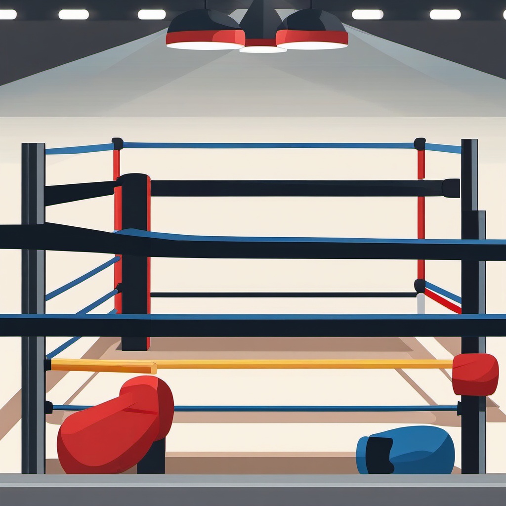 Boxing Ring and Corner Clipart - A boxing ring with corners for a match.  color vector clipart, minimal style