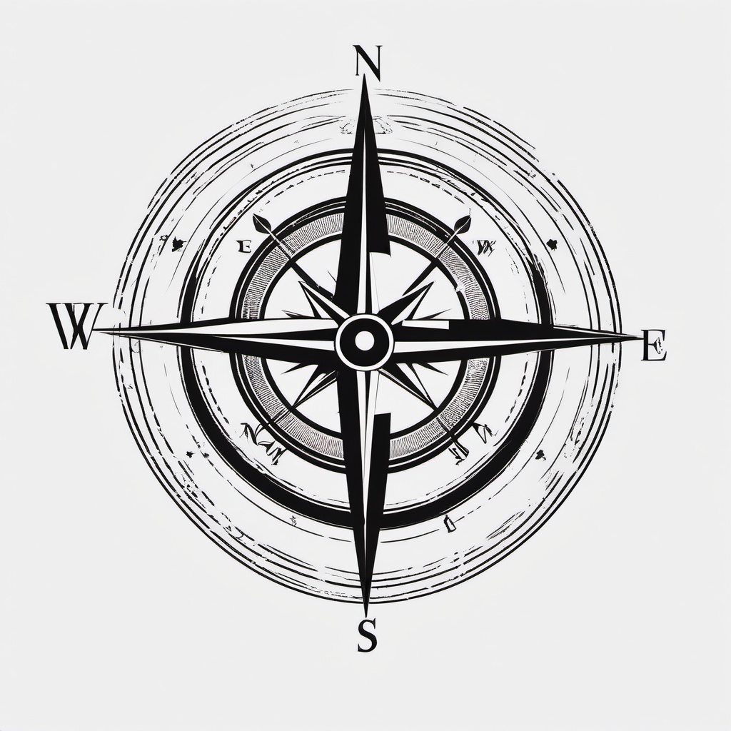 Heart and Compass Tattoo - Combination of a heart and compass.  simple vector tattoo,minimalist,white background