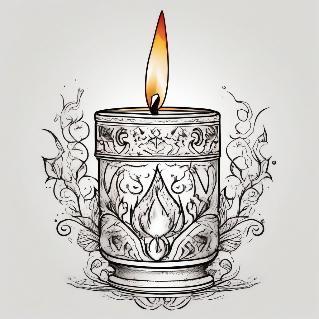 Burning candle  ,tattoo design, white background