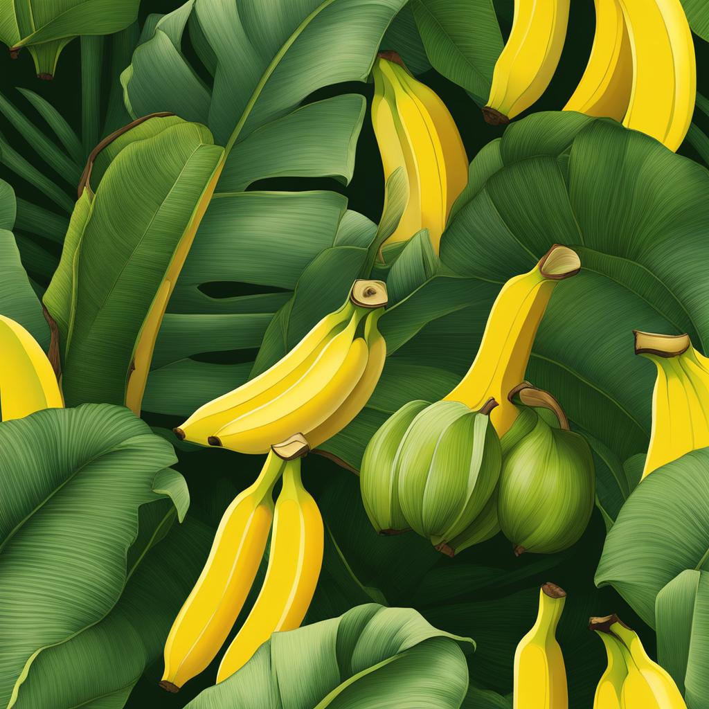 banana clipart - ripening on a tropical tree. 