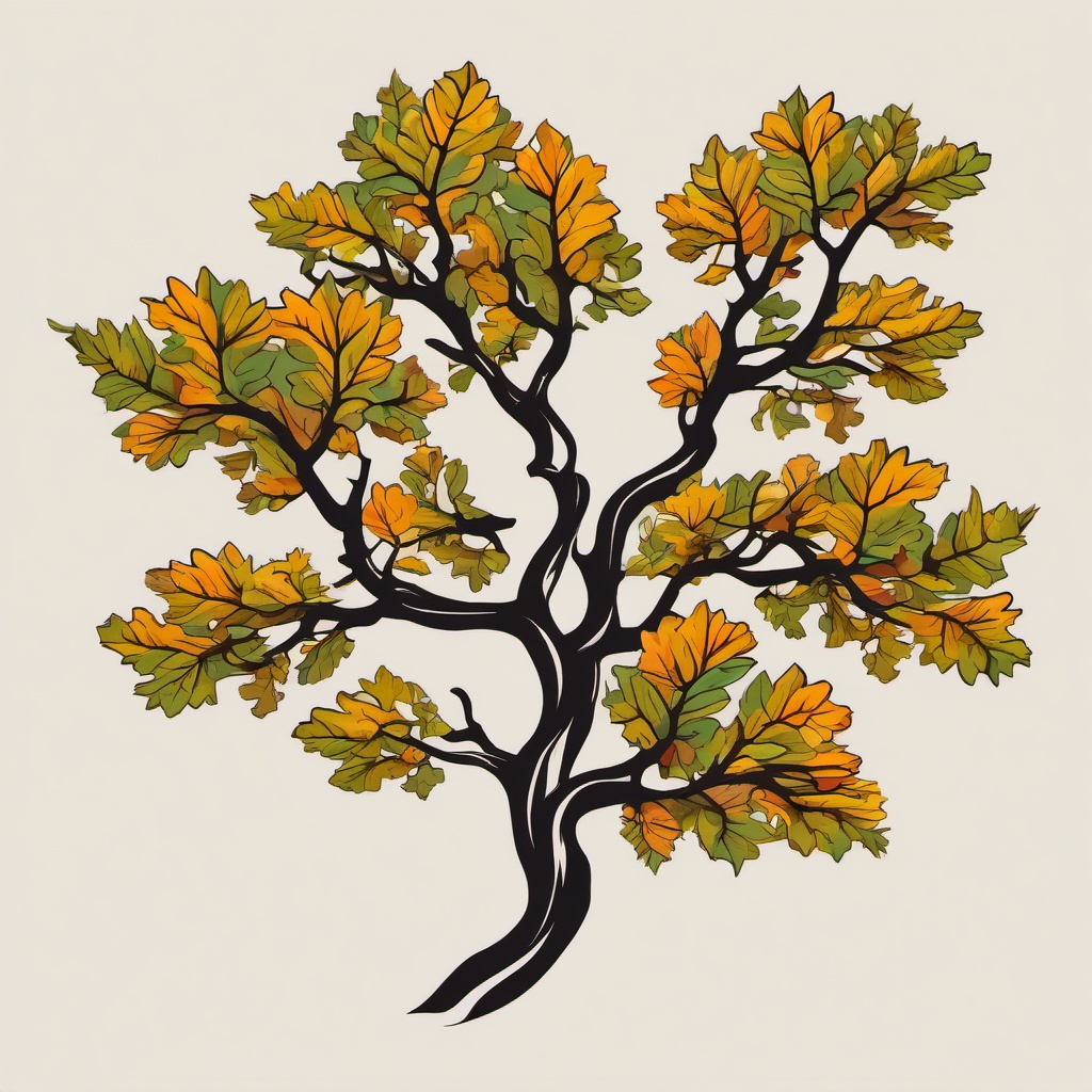 oak branch tattoo  simple vector color tattoo