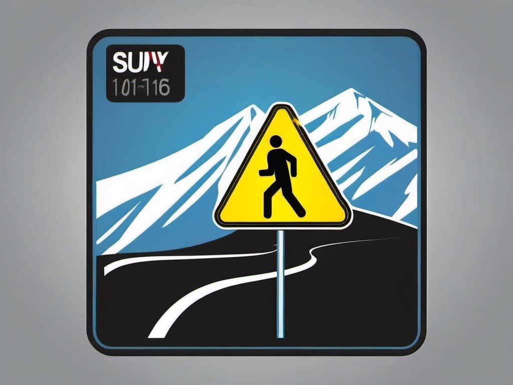 Icy road caution sign sticker- Slippery conditions, , sticker vector art, minimalist design