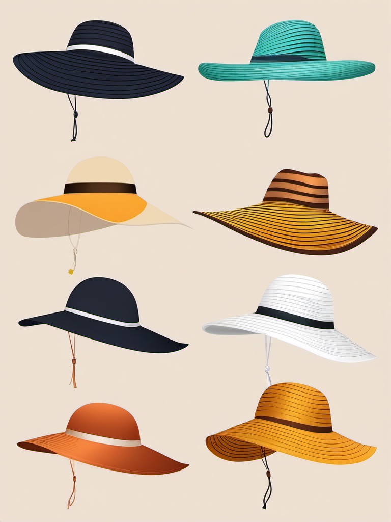 Sun Hat clipart - Stylish sun hat for summer, ,vector color clipart,minimal