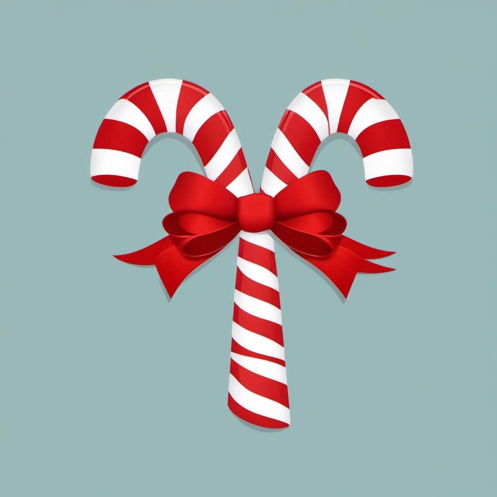 Candy Cane clipart - red and white candy cane with a bow  color,minimalist,vector clipart