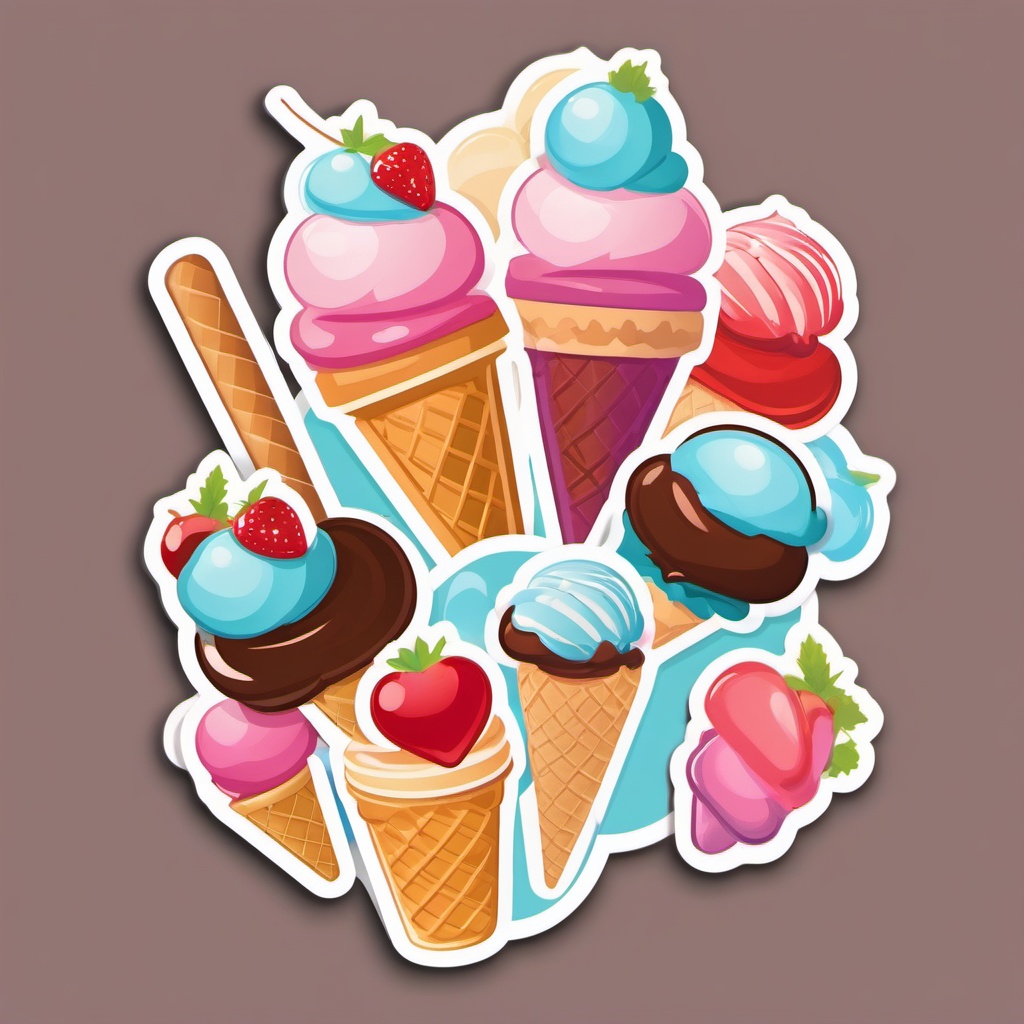 Ice Cream Sticker - Sweet delight, ,vector color sticker art,minimal