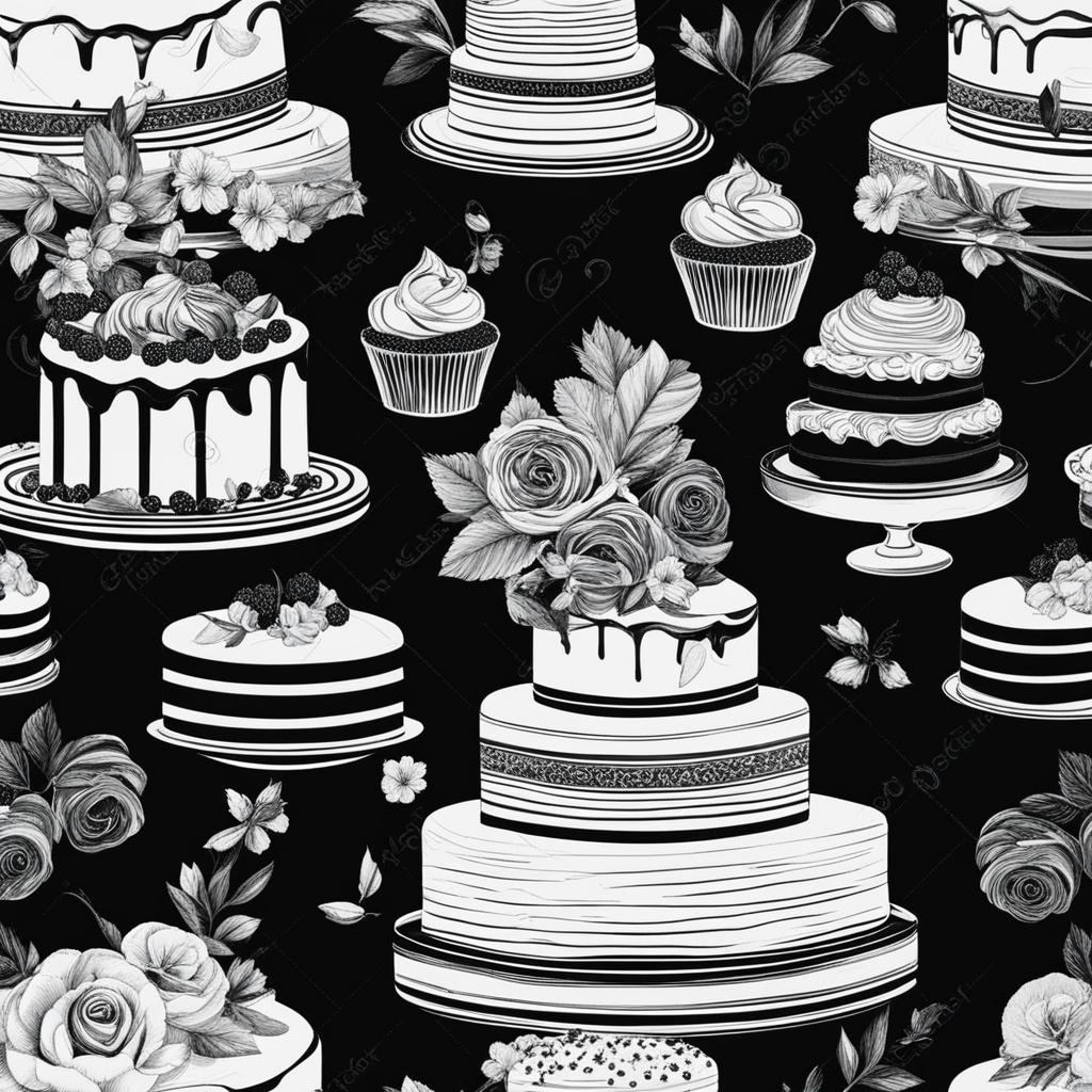 cake clipart black and white at a bakery - with delectable layers and frosting. 