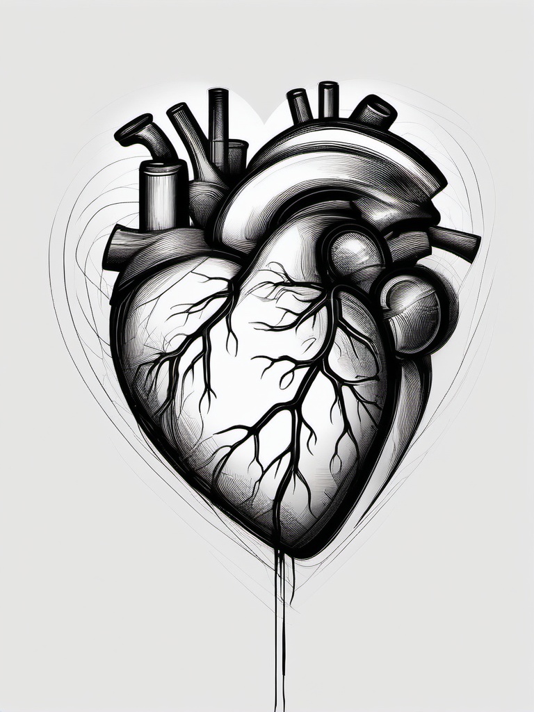 simple drawing of a heart  minimal rough sketch scribbles,doodles,black and white