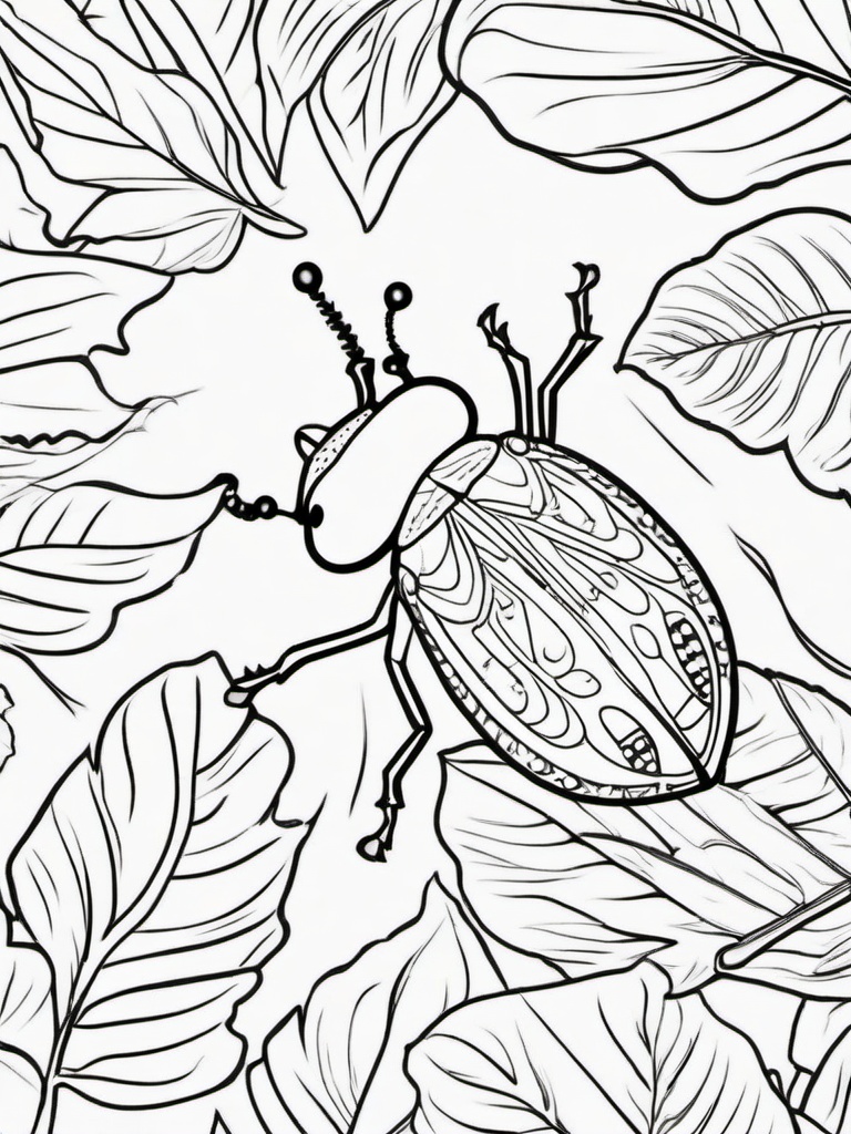 Bug Coloring Pages - Cute ladybug crawling on a leaf  simple coloring pages