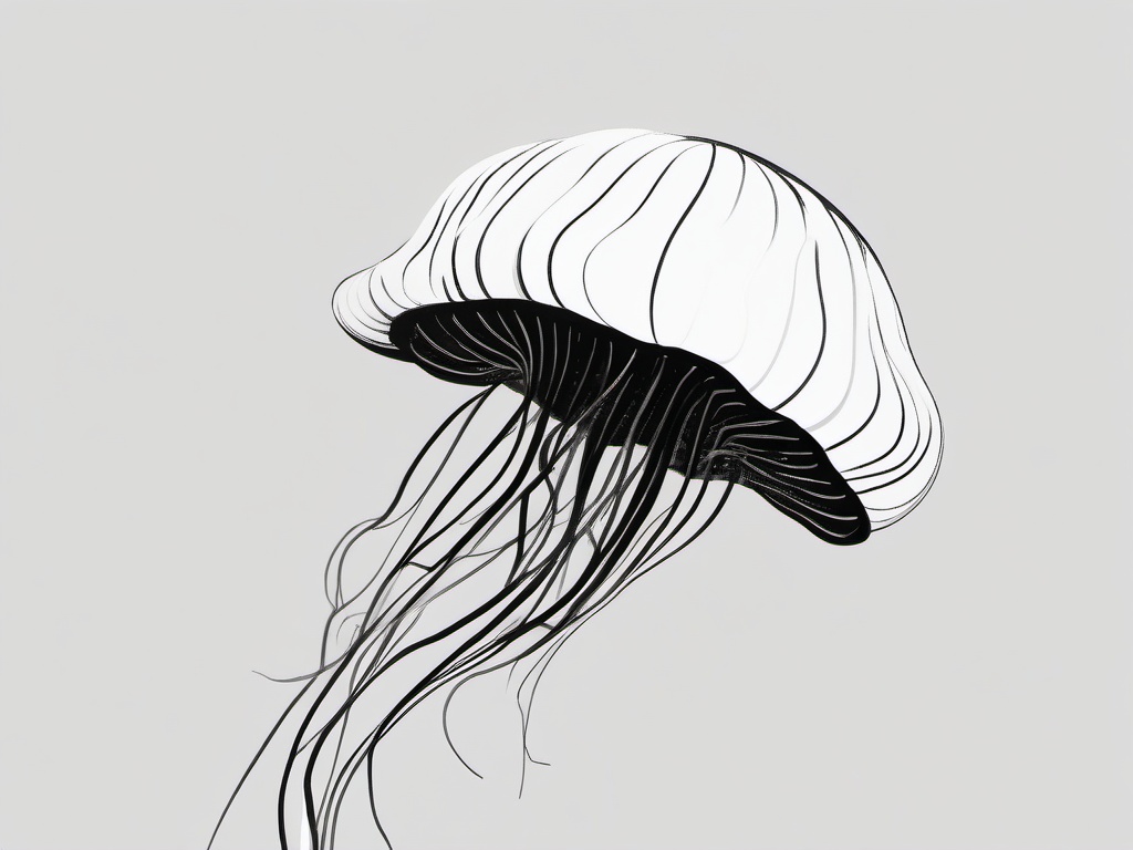 drawing of jellyfish  minimal rough sketch scribbles,doodles,black and white