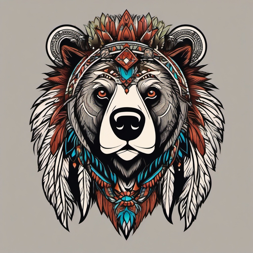 bear headdress tattoo  simple vector color tattoo