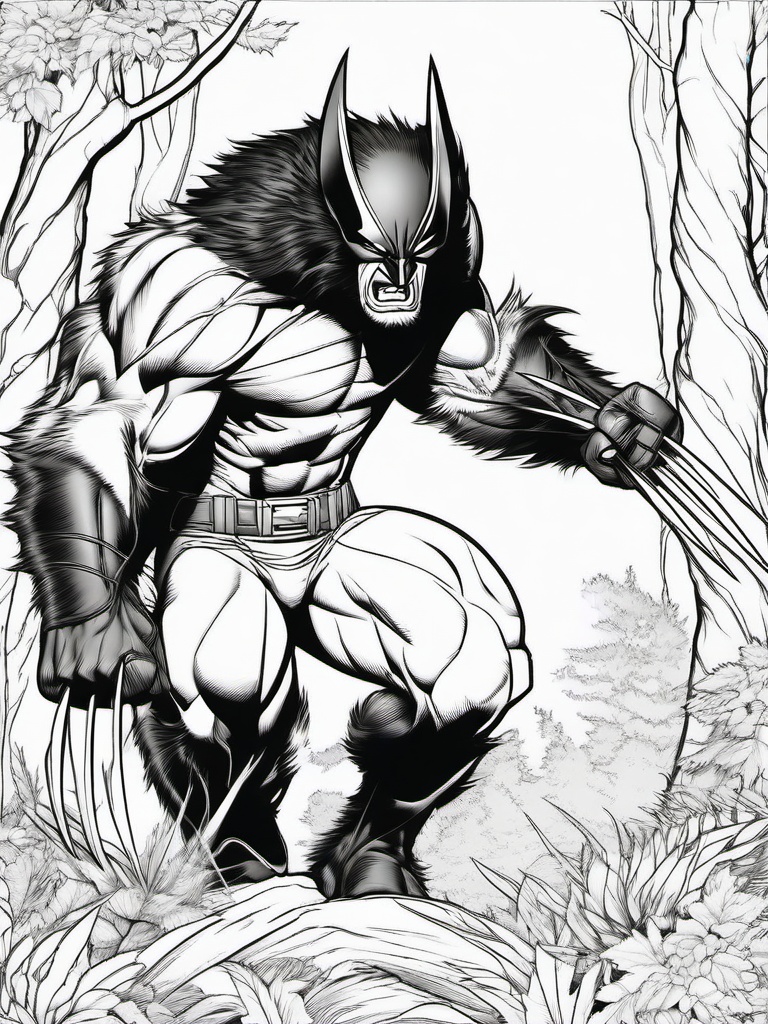 Wolverine Coloring Pages - Fierce and Powerful Forest Predator  black outline printable coloring page