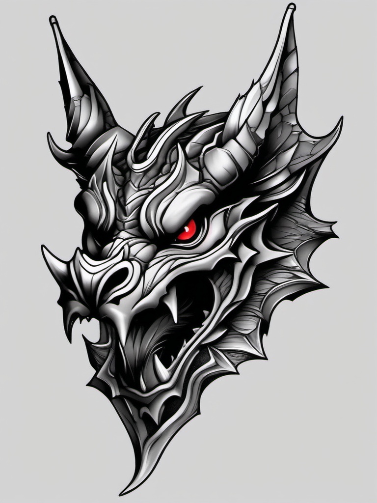 gargoyle dragon tattoo  simple color tattoo design,white background