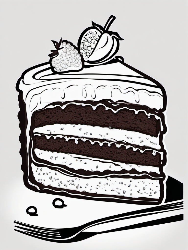 Food Coloring Pages - Fresh baked chocolate cake slice  simple coloring pages