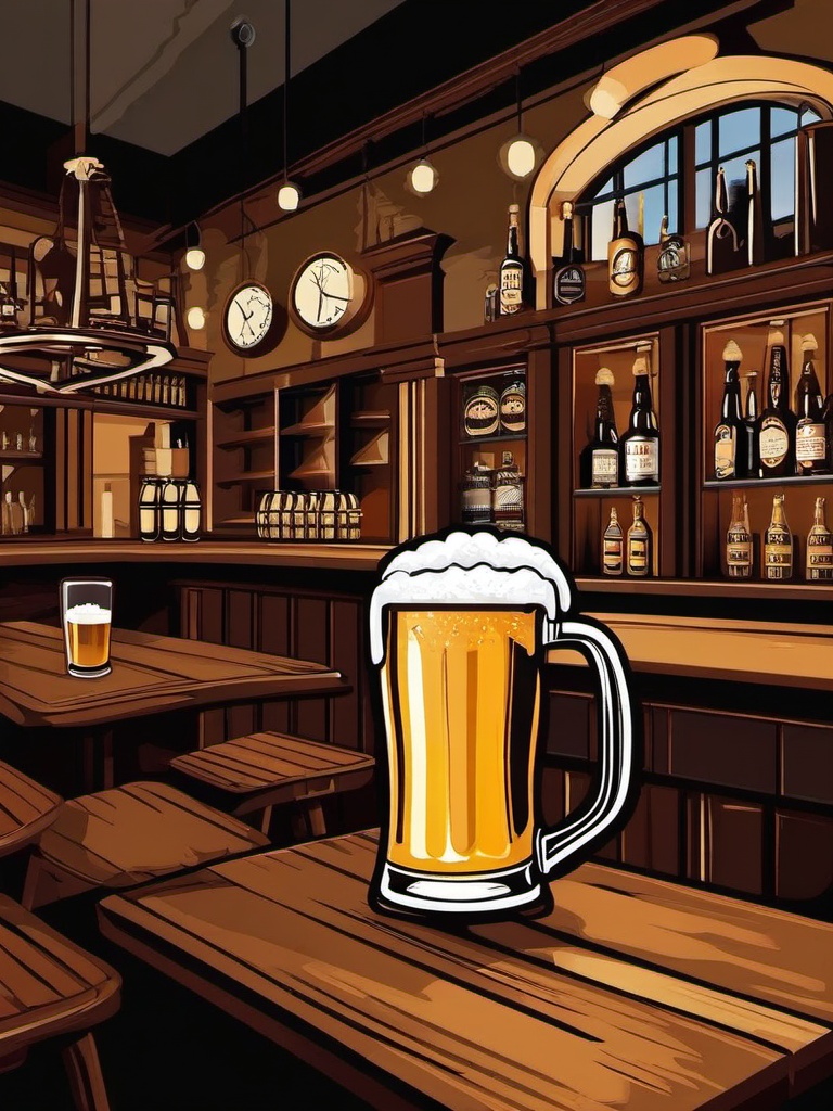 Beer clipart - beer in a pub setting  vector clipart