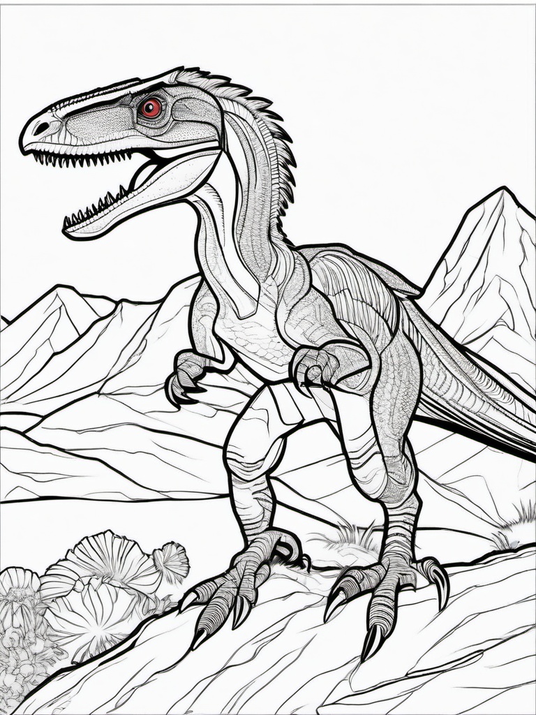 Velociraptor Coloring Pages - Small Swift Predator  black outline printable coloring page