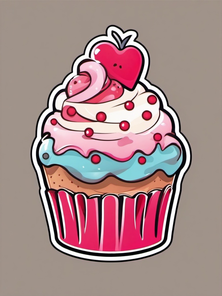 Kawaii Cupcake sticker- Adorable Bakery Delight, , color sticker vector art