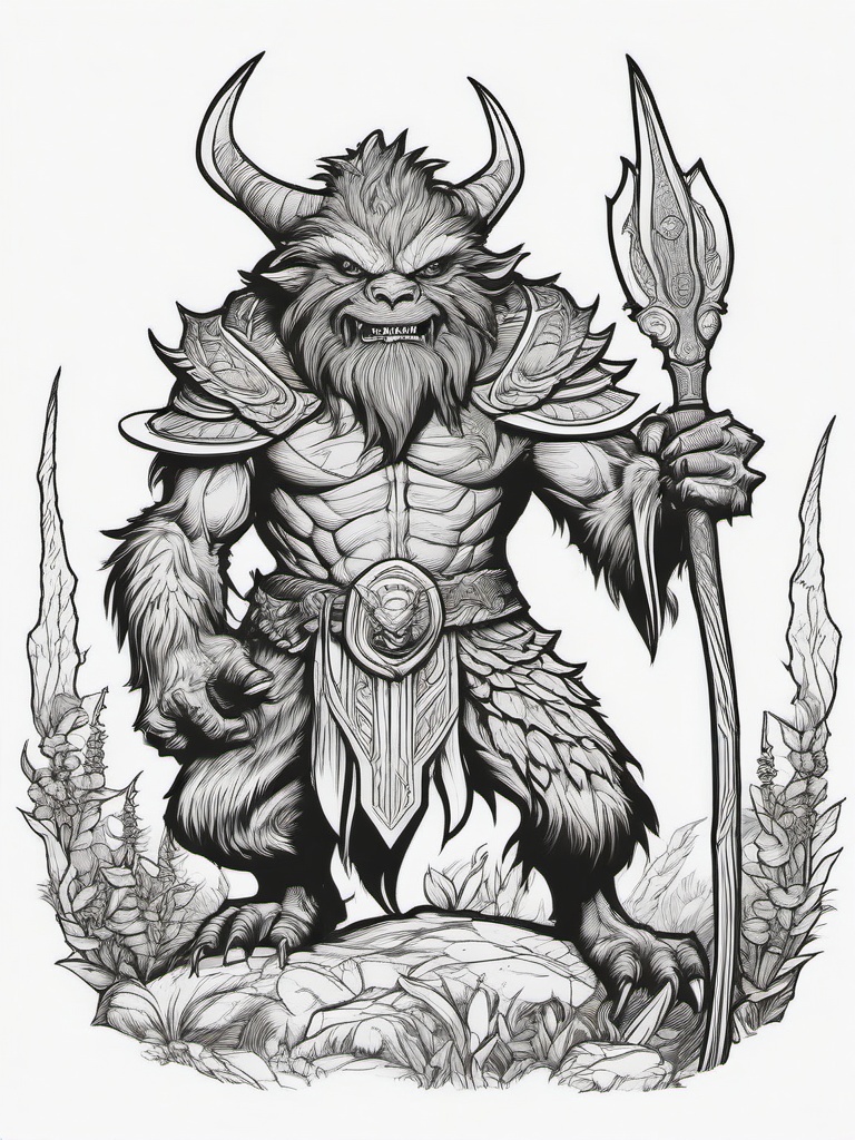 Bugbear Coloring Pages - Goblinoid Monster from Myth and Folklore  minimal black outline printable sheet, coloring page