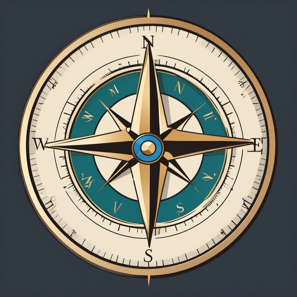 Clipart of a Compass - Compass symbol for direction and navigation,  color vector clipart, minimal style