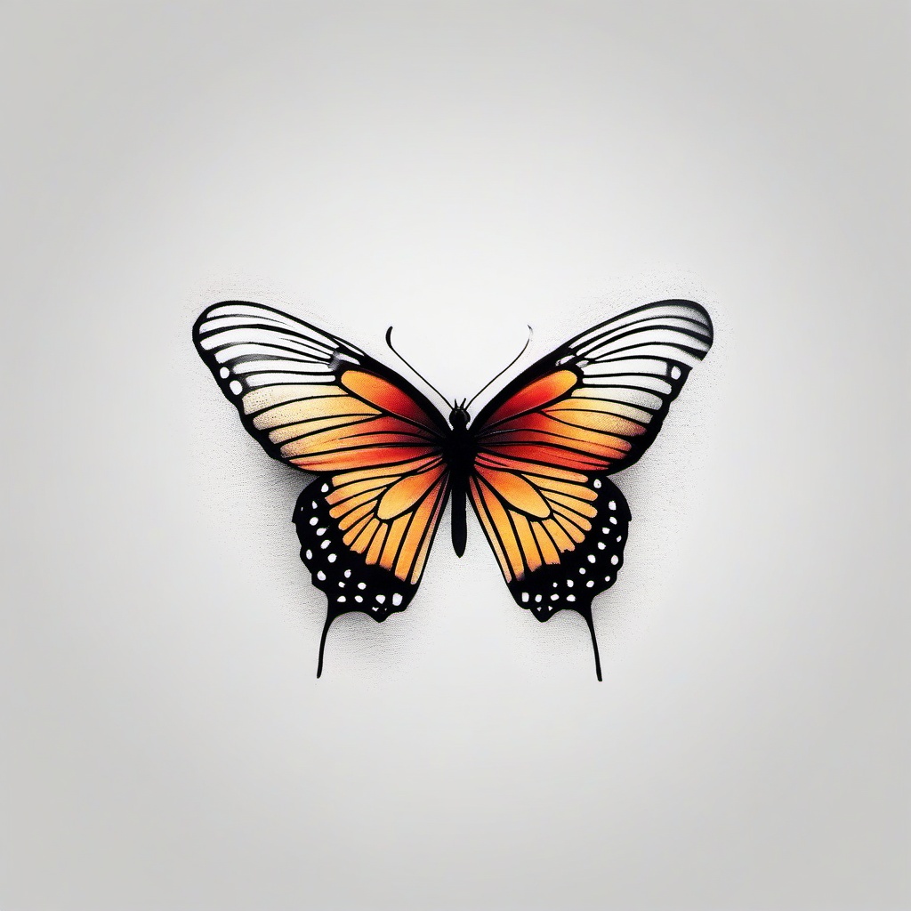 butterfly cover up tattoo  simple color tattoo,white background,minimal