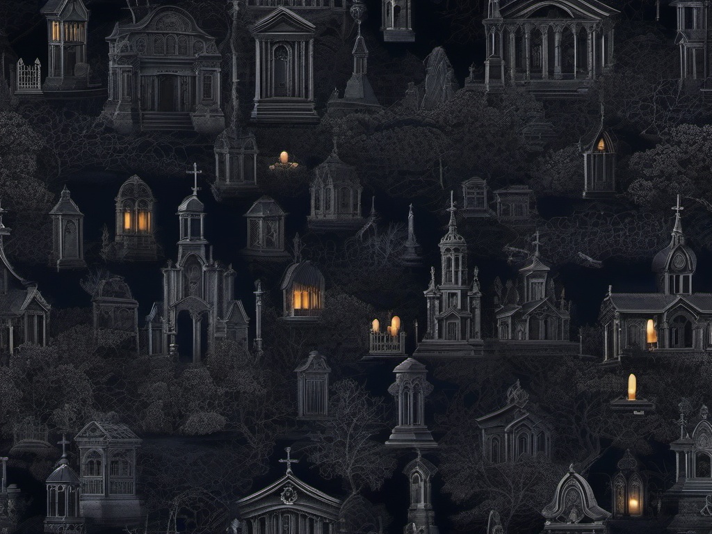 Eerie Midnight Cemetery Halloween Backgrounds intricate details, patterns, wallpaper photo