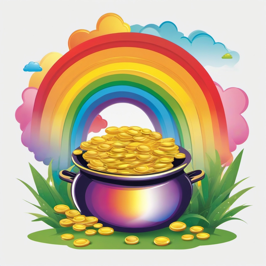 Rainbow clipart - rainbow with a pot of gold at the end  