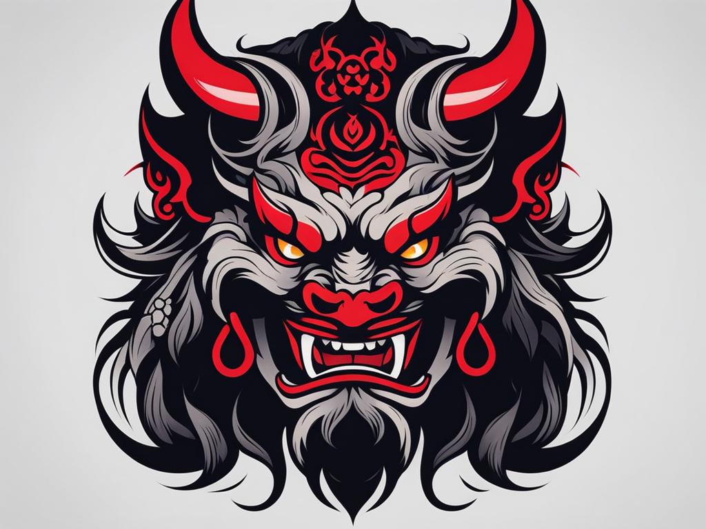 oni tattoo minimalist color design 