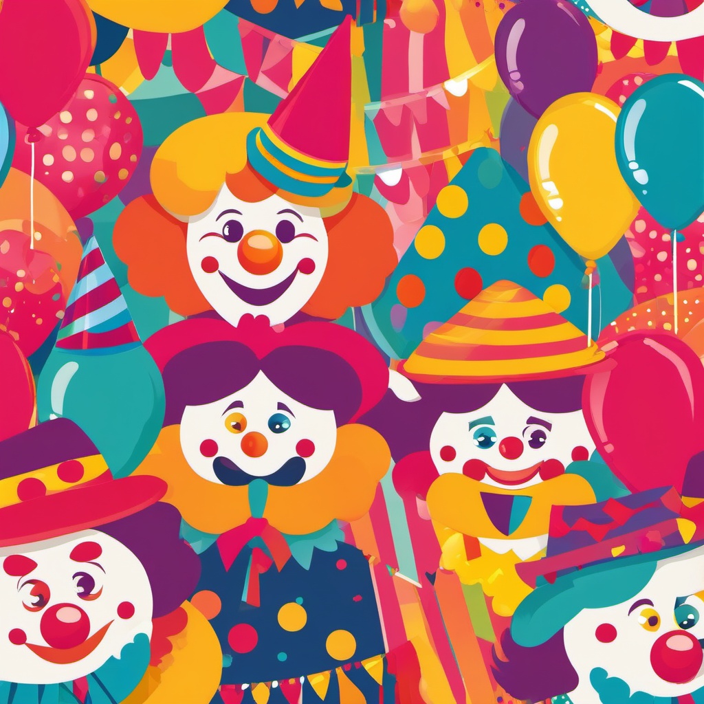 Birthday Clown clipart - Silly and cheerful birthday clown, ,vector color clipart,minimal