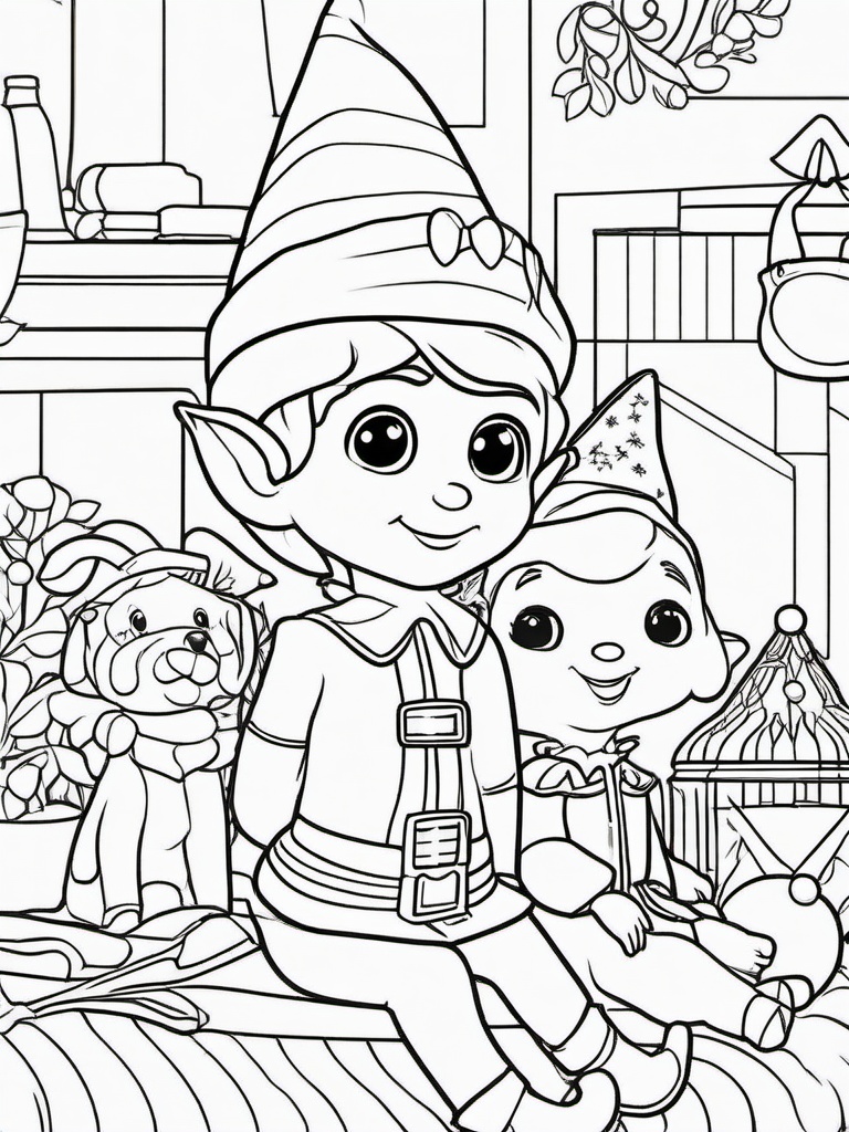 Elf On The Shelf Picture To Color  outling,coloring pages,black and whit