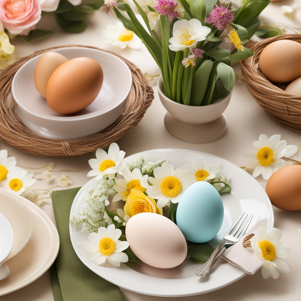 egg clipart: adorned for easter on a festive dining table. 