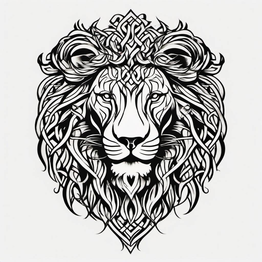 celtic lion tattoos  simple color tattoo,minimal,white background