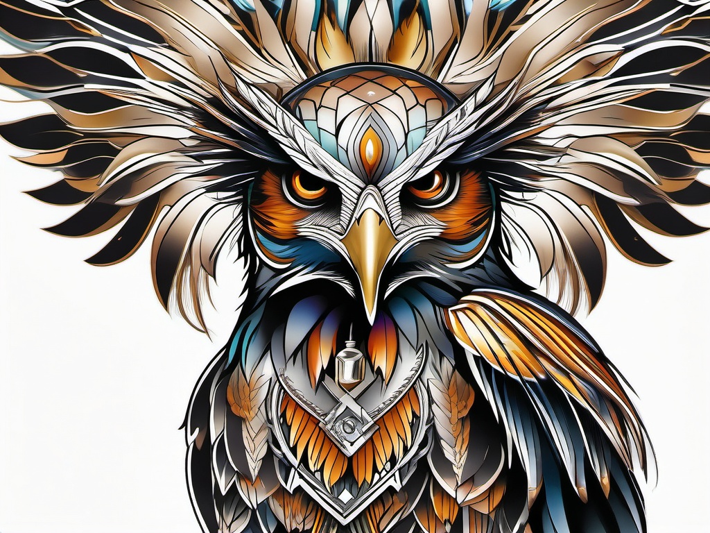 Hawk tattoo, Regal hawk tattoo, a representation of vision and leadership. , tattoo color art, clean white background