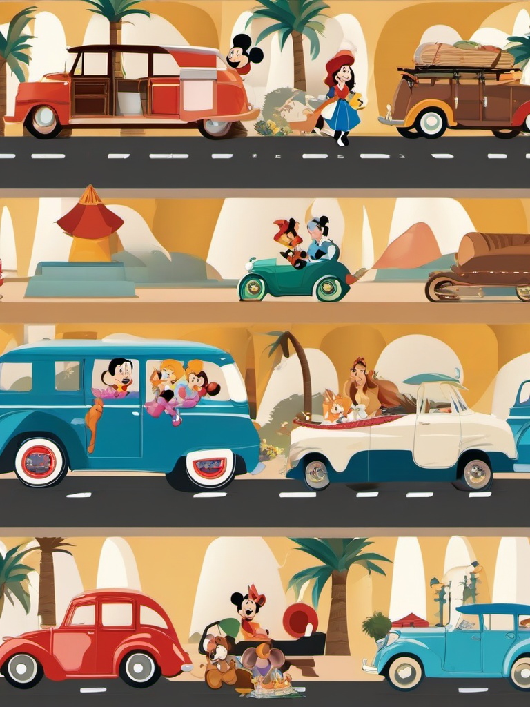 Disney clipart - Disney characters on a road trip  