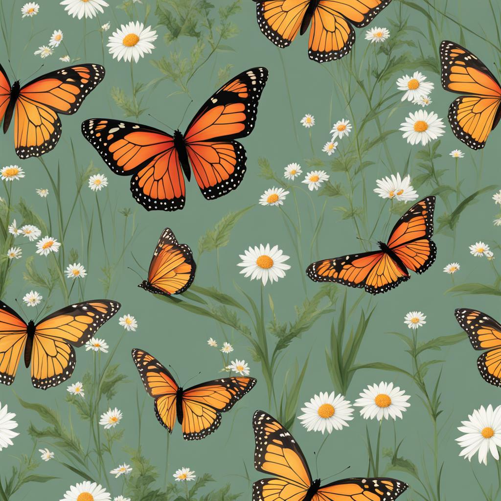 butterfly clipart in a serene meadow - showcasing graceful flight. 