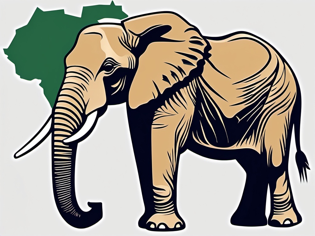 African Elephant clipart - Largest land animal with iconic ears, ,vector color clipart,minimal