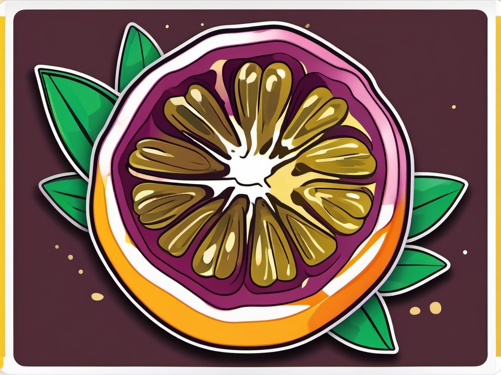 Passion Fruit Sticker - Tart and aromatic, a passion fruit-colored burst of flavor, , sticker vector art, minimalist design