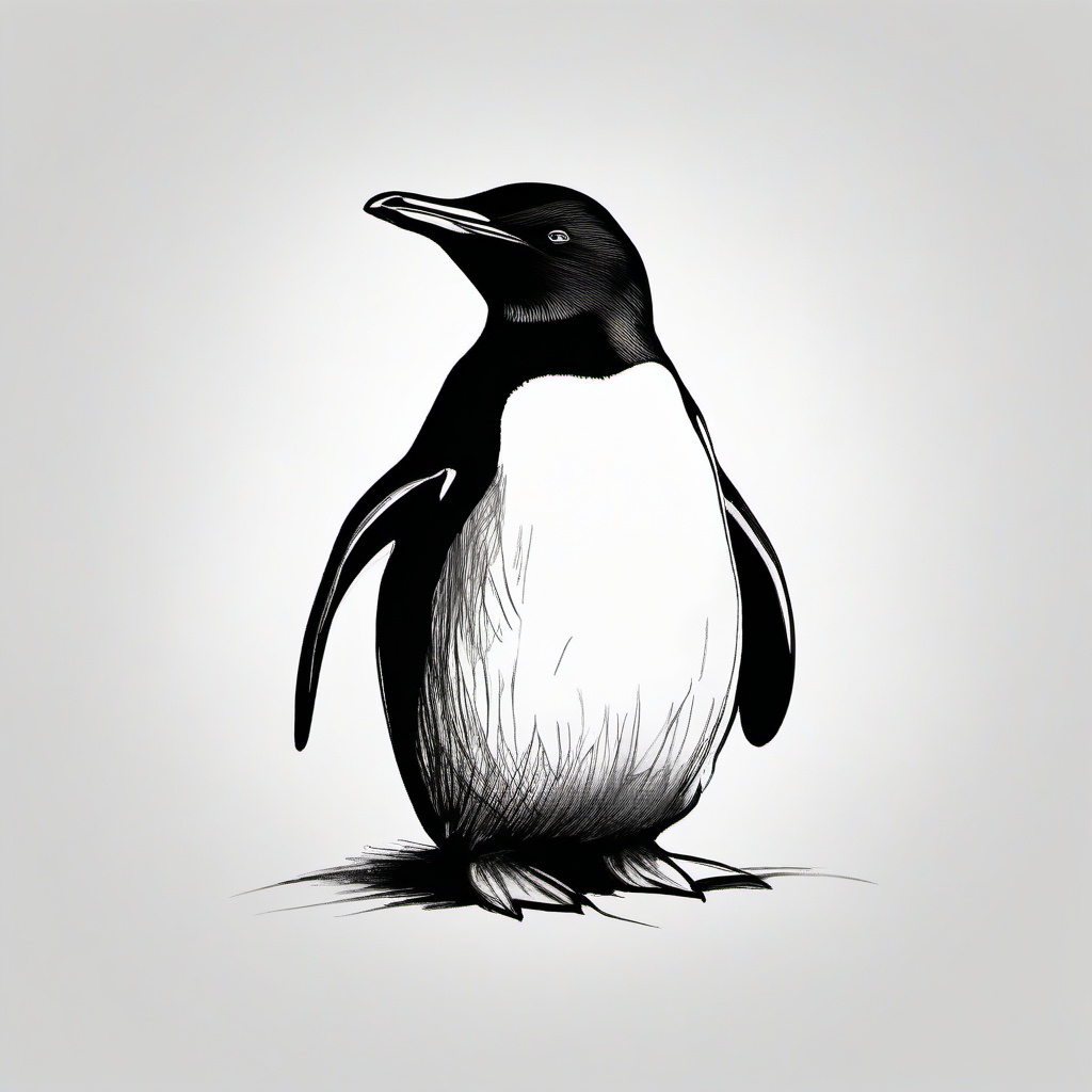 simple drawing of penguin  minimal rough sketch scribbles,doodles,black and white