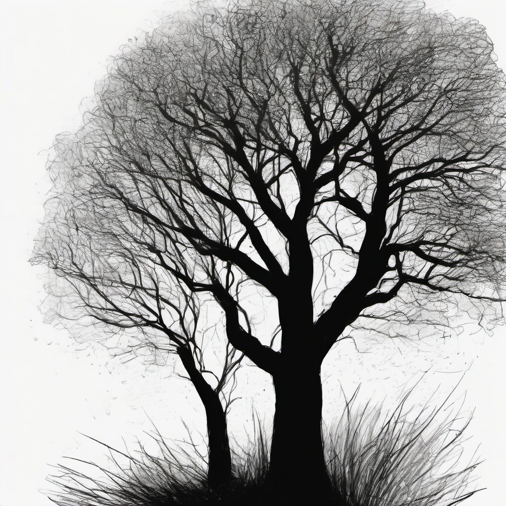 drawing of tree easy  minimal rough scribbles,doodles,black and white