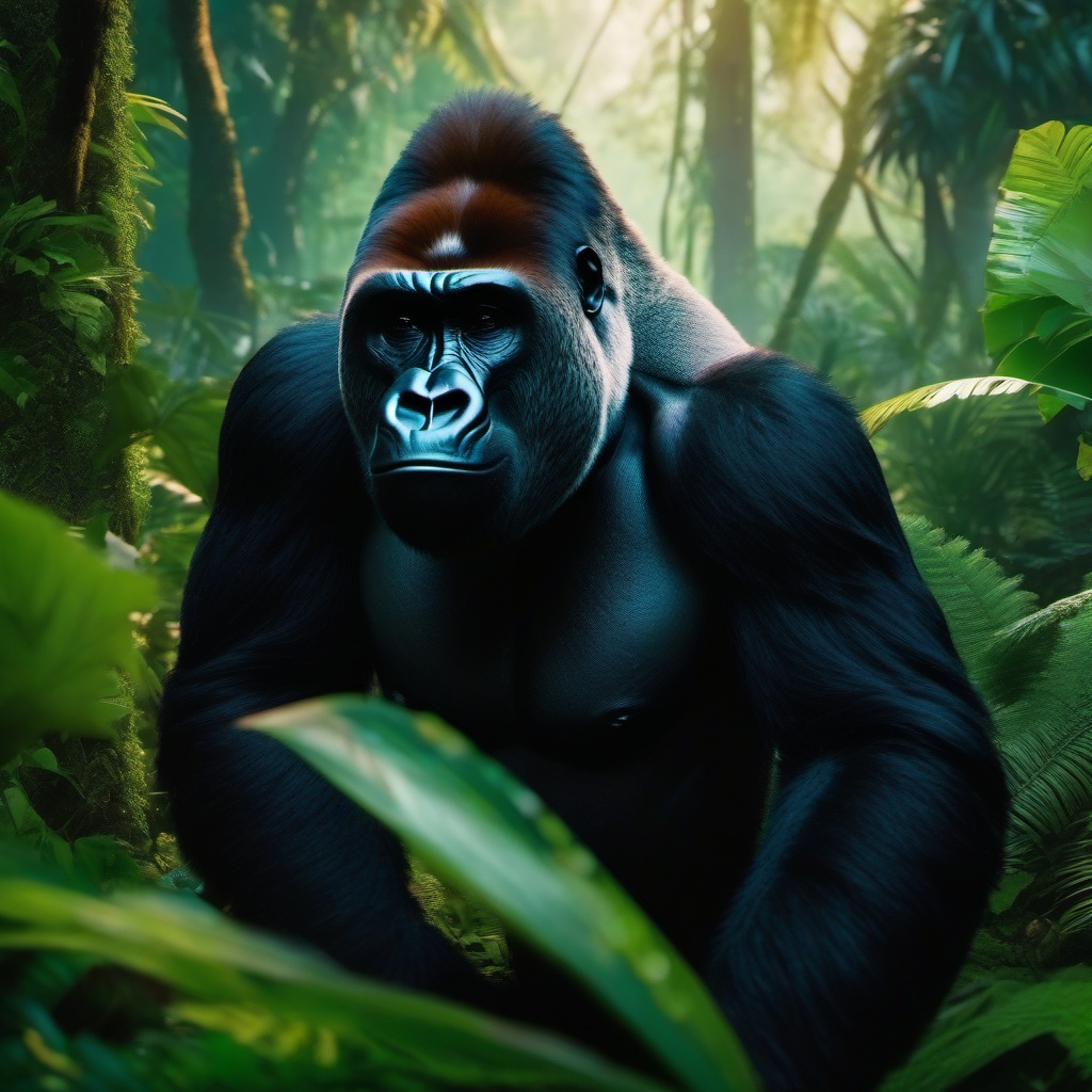 Cute Gorilla in a Lush Forest 8k, cinematic, vivid colors