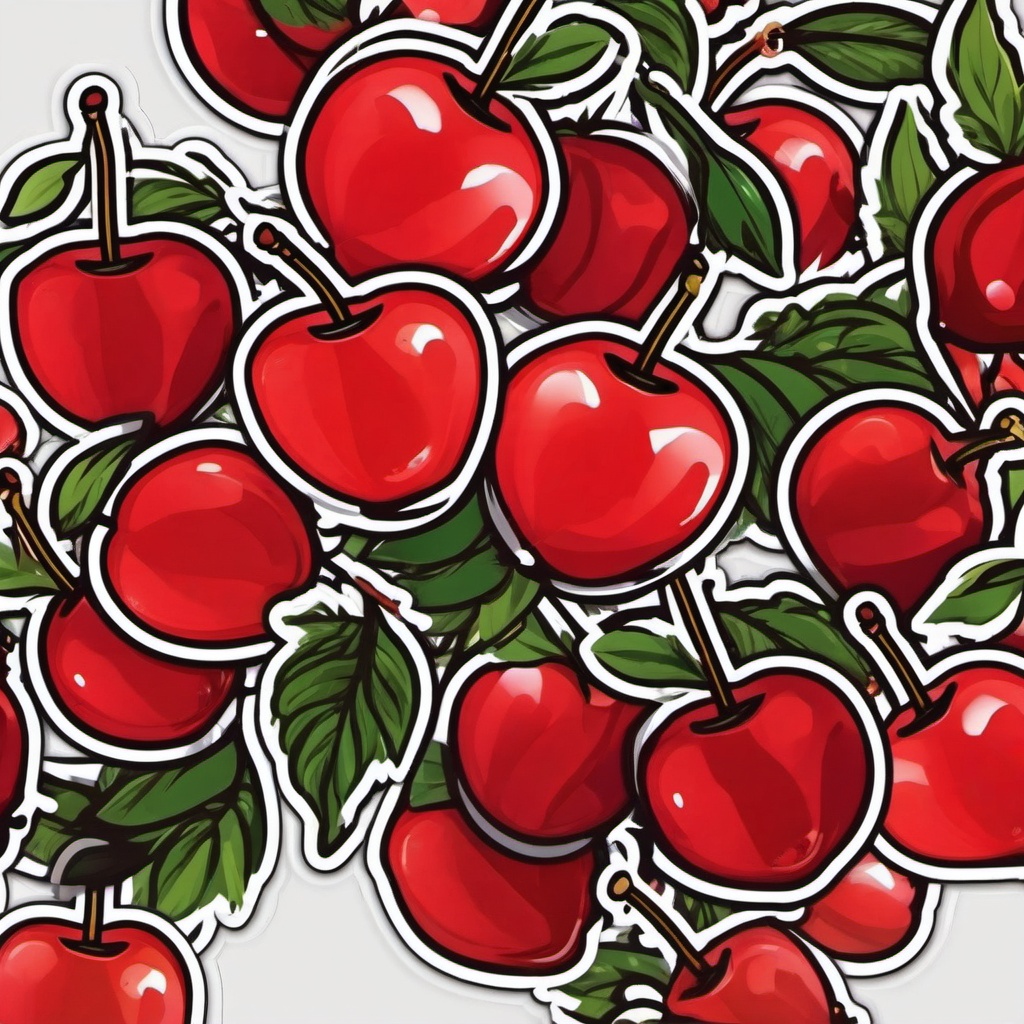 Cherry Fruit Sticker - Sweet and luscious, a cherry fruit-shaped burst, , sticker vector art, minimalist design