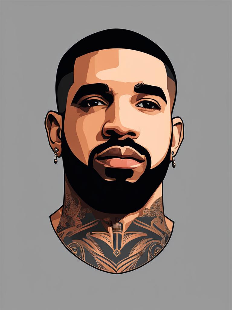 drake face tattoo minimalist color design 