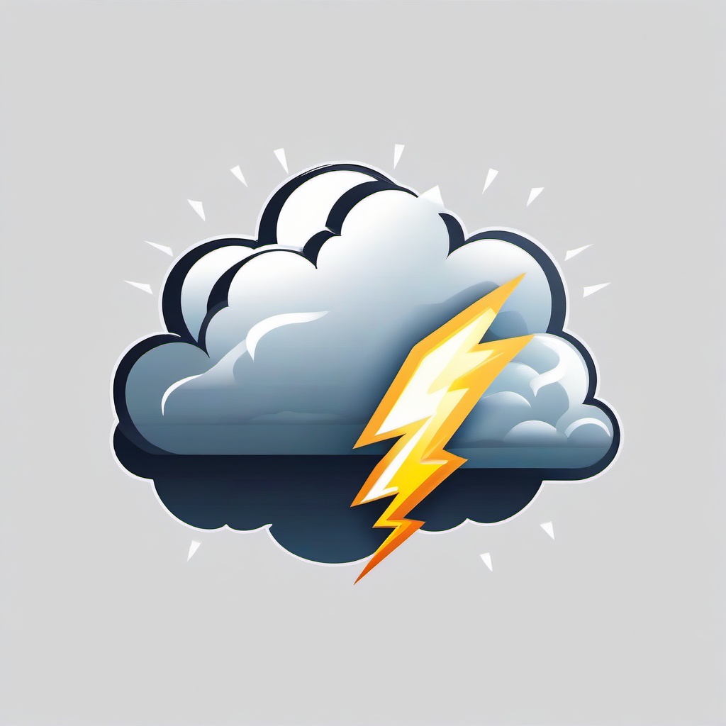 Storm cloud with lightning bolts clipart.  vector style illustration, white background