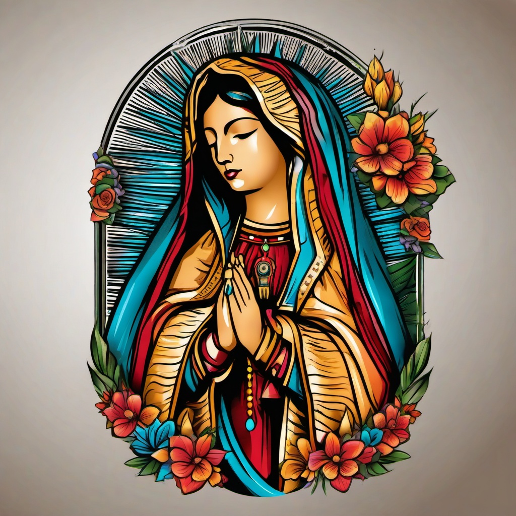 virgen de guadalupe tattoo  simple vector color tattoo