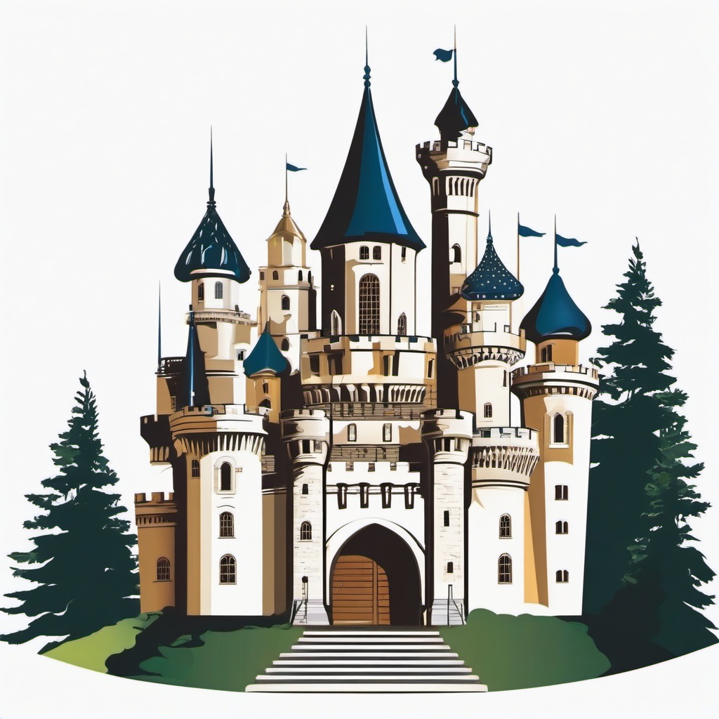 castle clipart  vector style illustration, white background