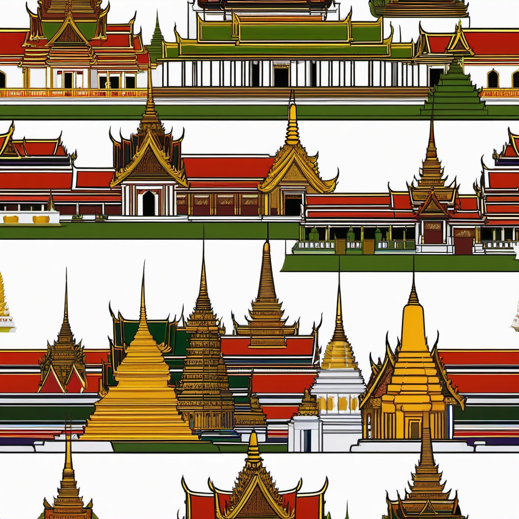 Bangkok clipart - Wat Phra Kaew and Grand Palace in Thailand, ,color clipart vector style