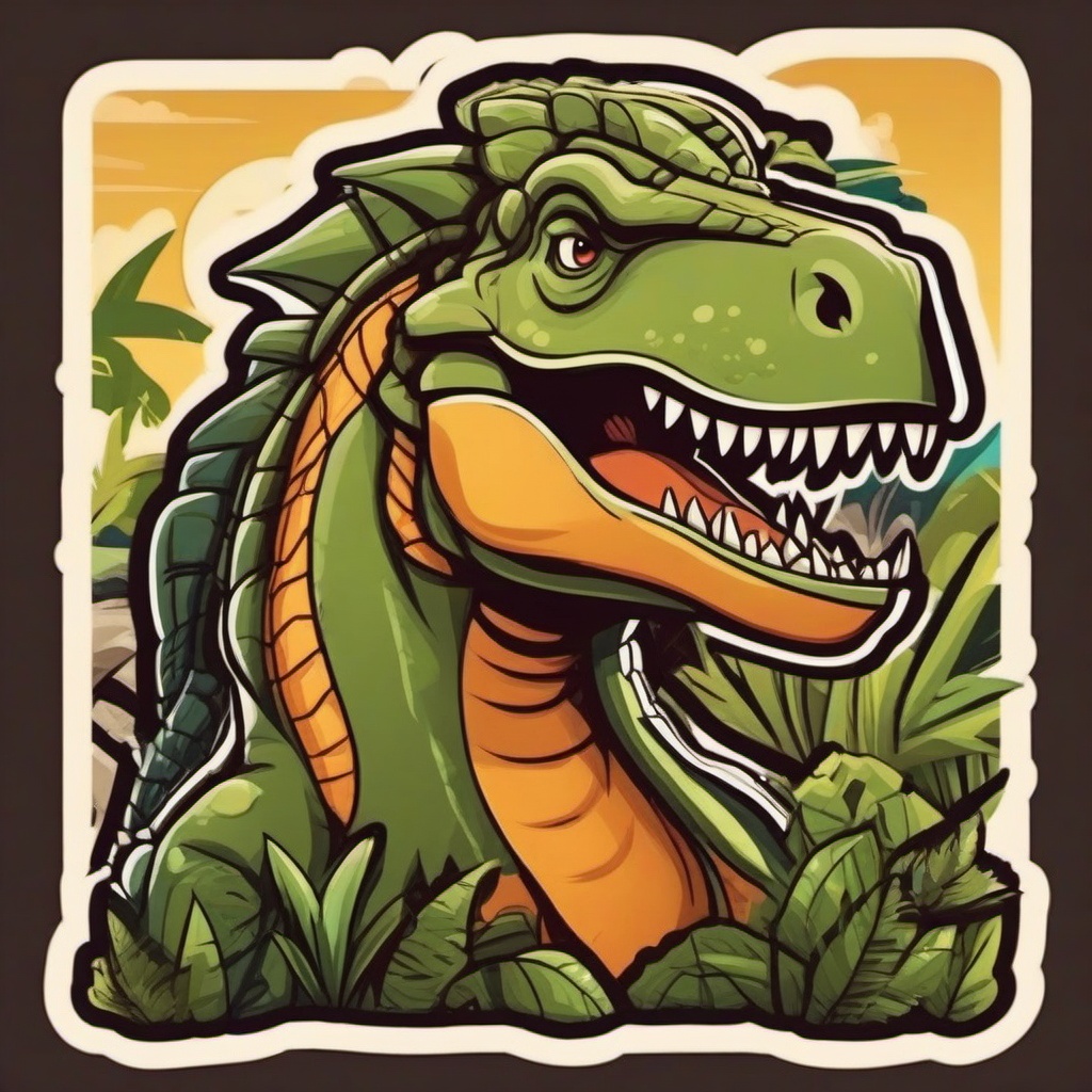 Dinosaur cartoon - ancient, mighty reptile  cartoon sticker style