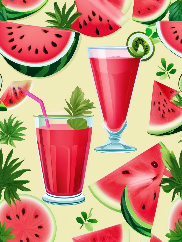 Watermelon clipart - watermelon smoothie in a glass  