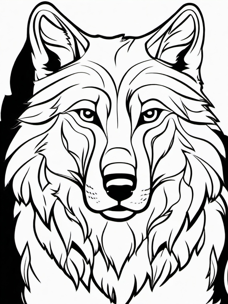 Wolf Coloring Pages - Cartoon wolf with a playful expression  simple coloring pages