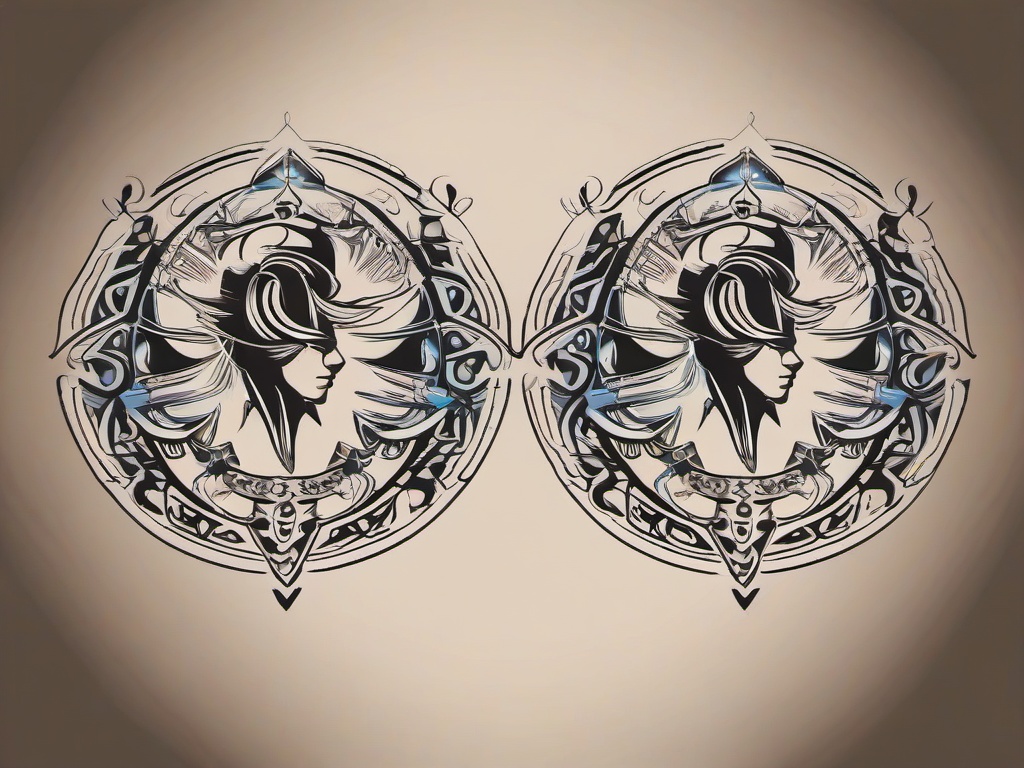 awesome gemini tattoos  simple vector color tattoo